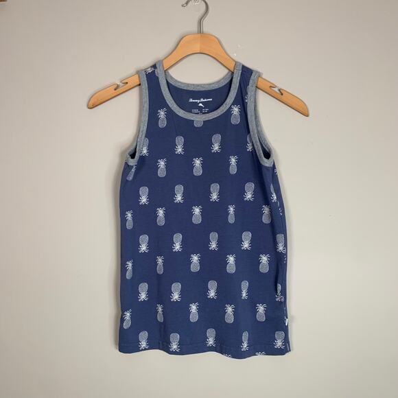 Tommy Bahama Blue White Tank Top Sleeveless Shirt Pineapples Kids Size 7/8 - Picture 6 of 6